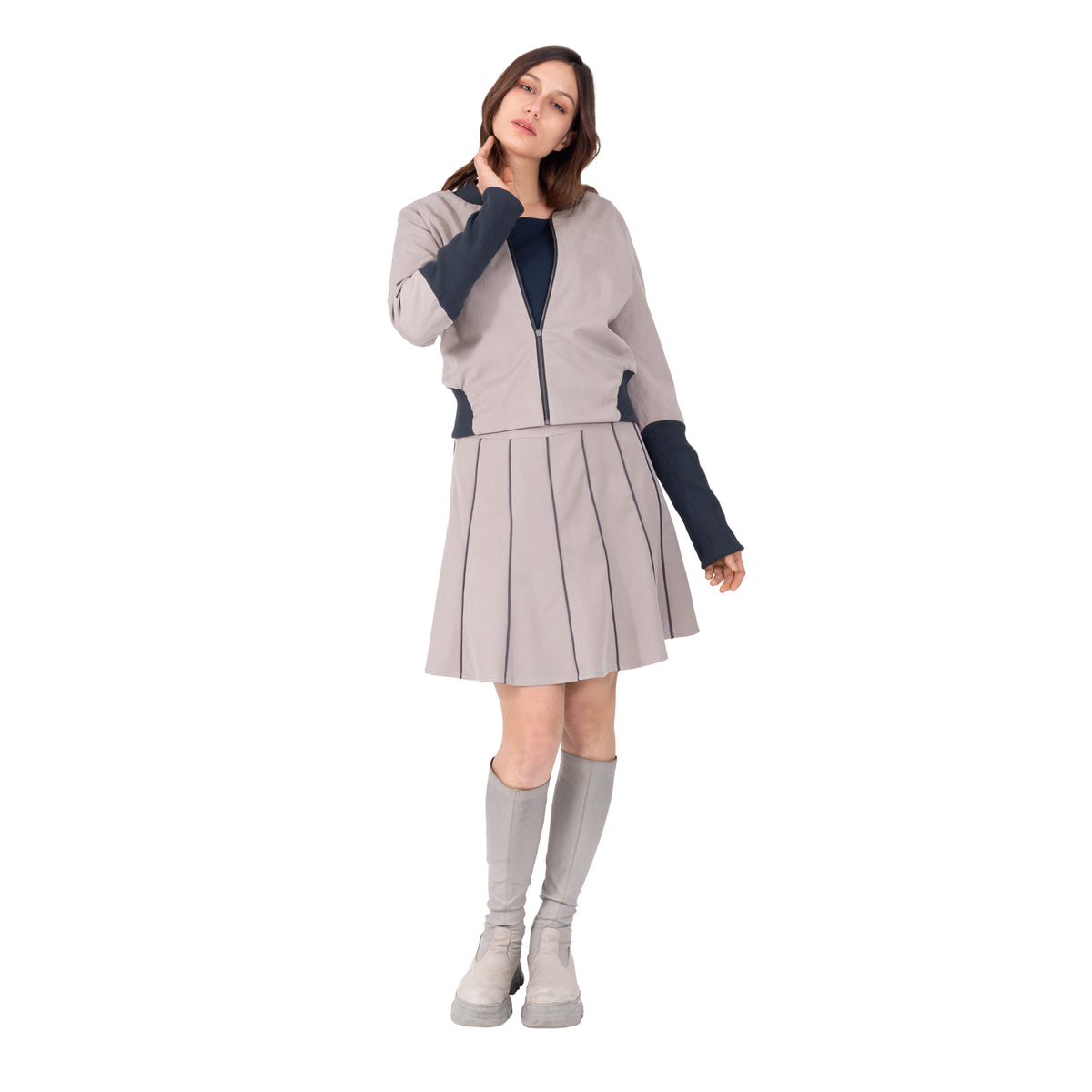 kurze Blousonjacke zum Wenden, sand/nachtblau
