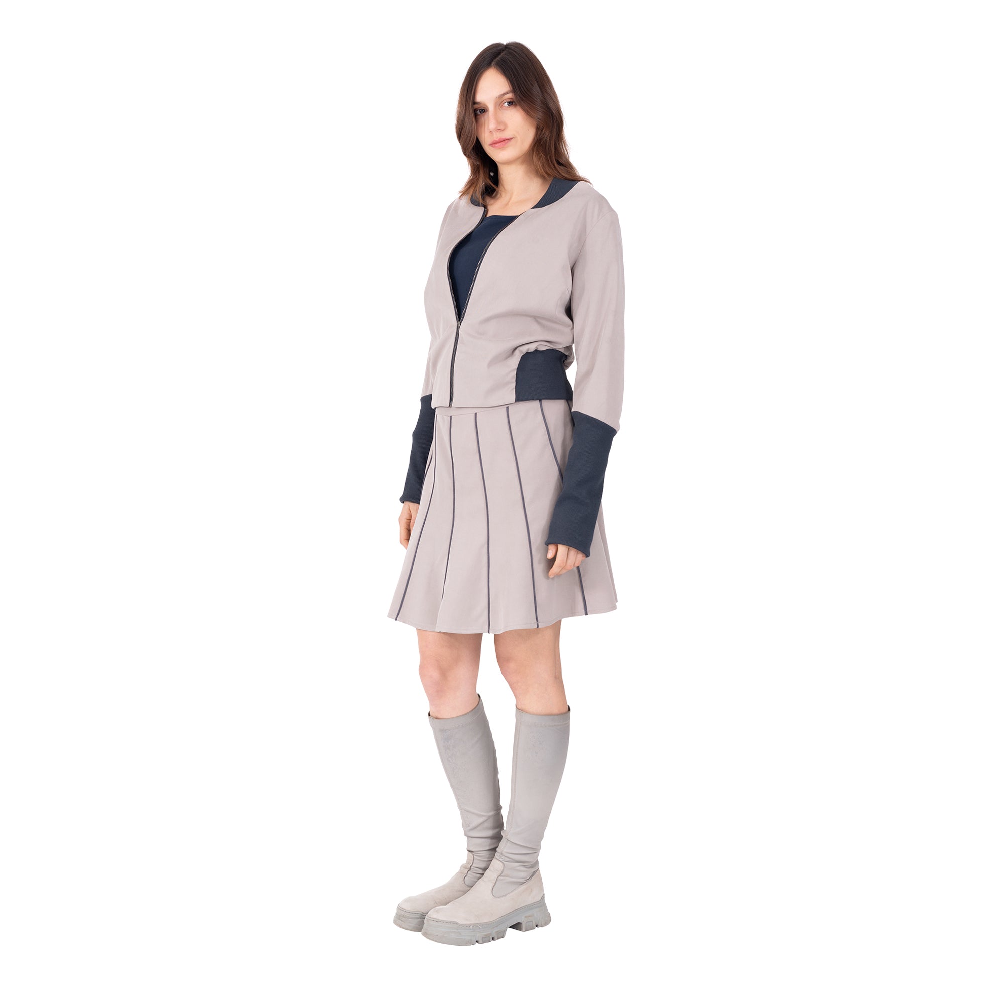 kurze Blousonjacke zum Wenden, sand/nachtblau