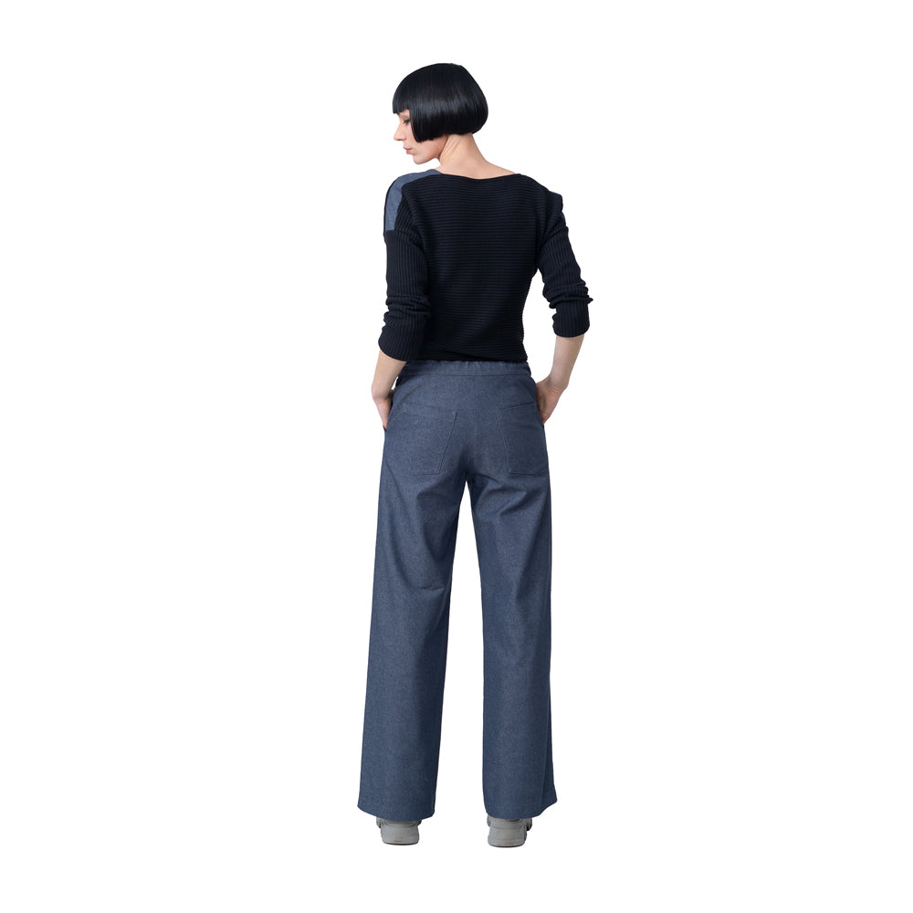 U-Bootpullover, Strick mit Denim