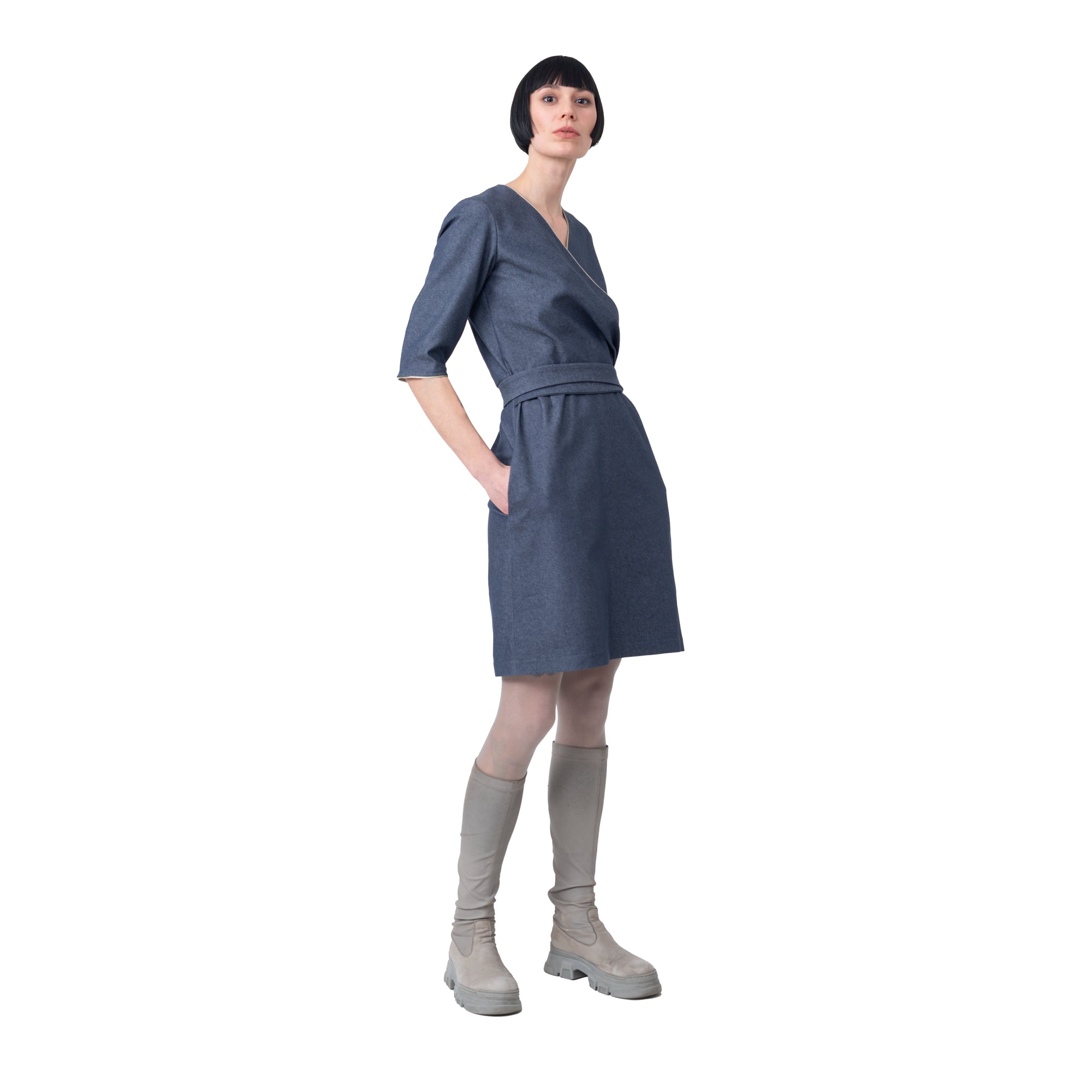 Jeanskleid mit Gürtel 3/4 Arm