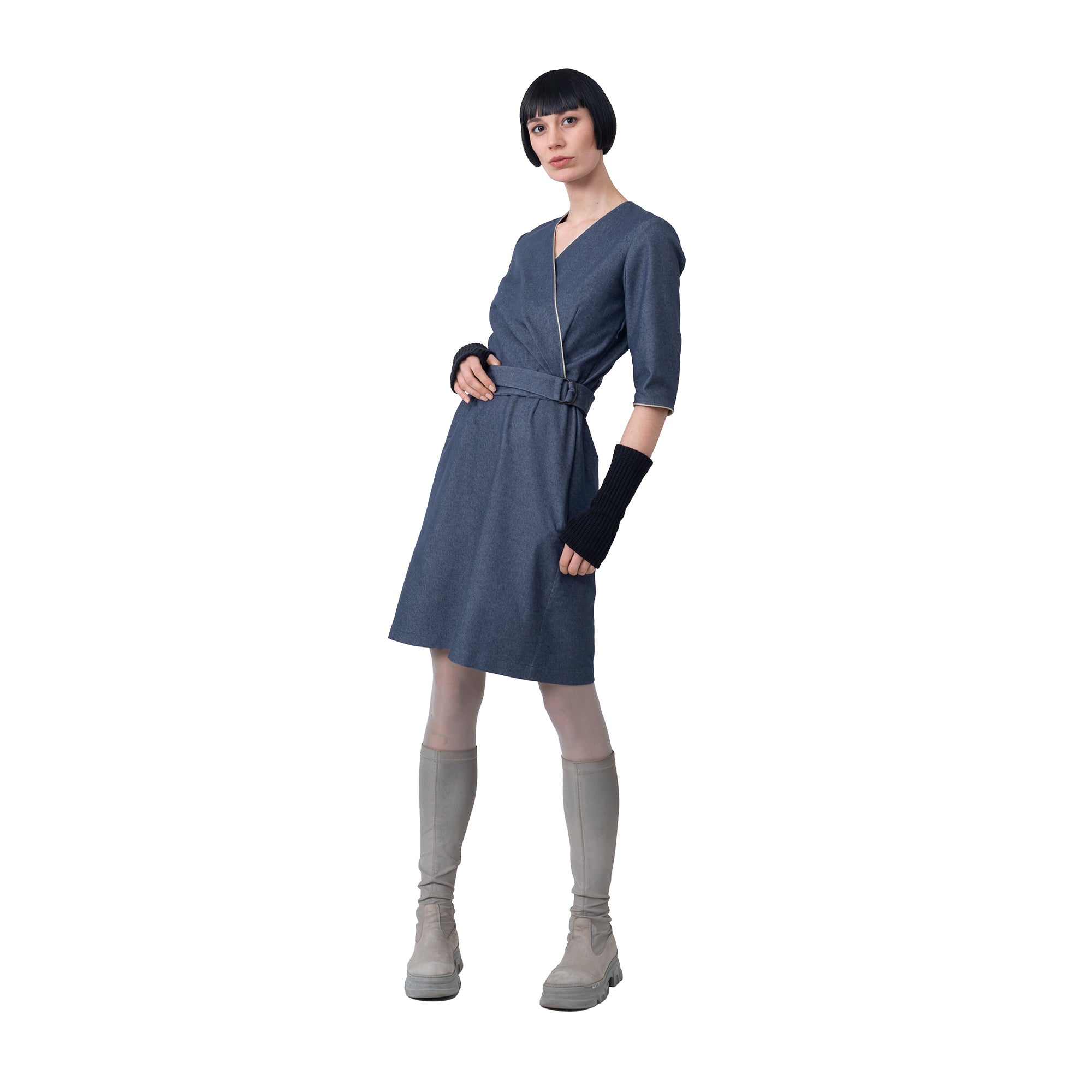 Jeanskleid mit Gürtel 3/4 Arm