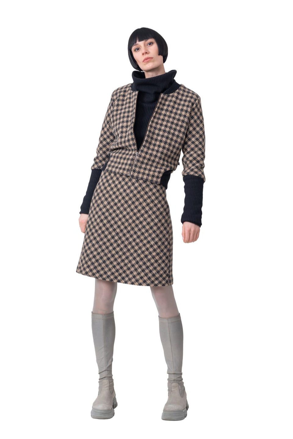 Blousonjacke Wollstoff Pepita