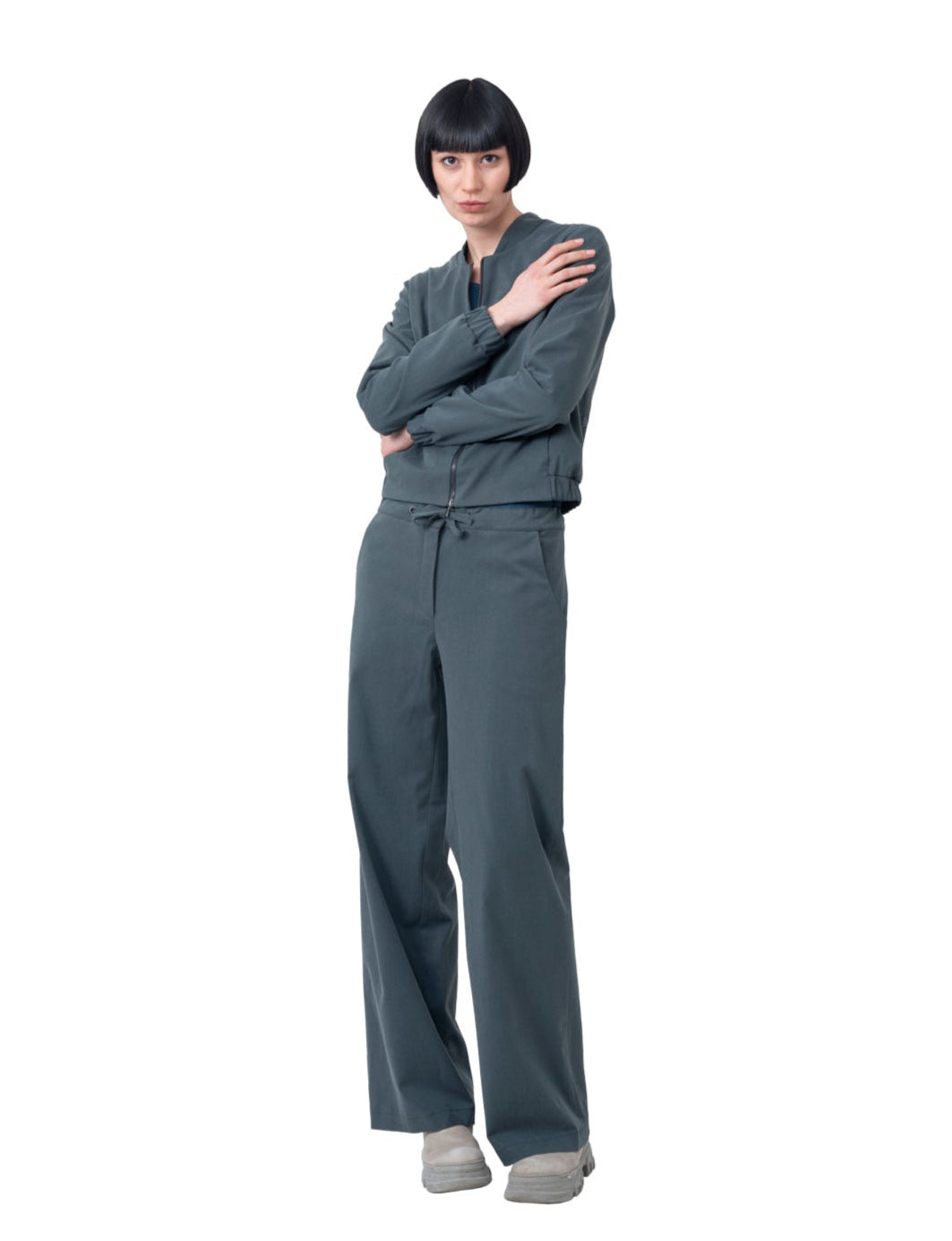 Weite Hose zum Binden, olivgrün